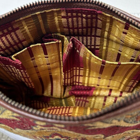 Isabella Fiore Floral Tapestry Glass Bead Embellished Leather Shoulder Bag - Picture 15 of 16